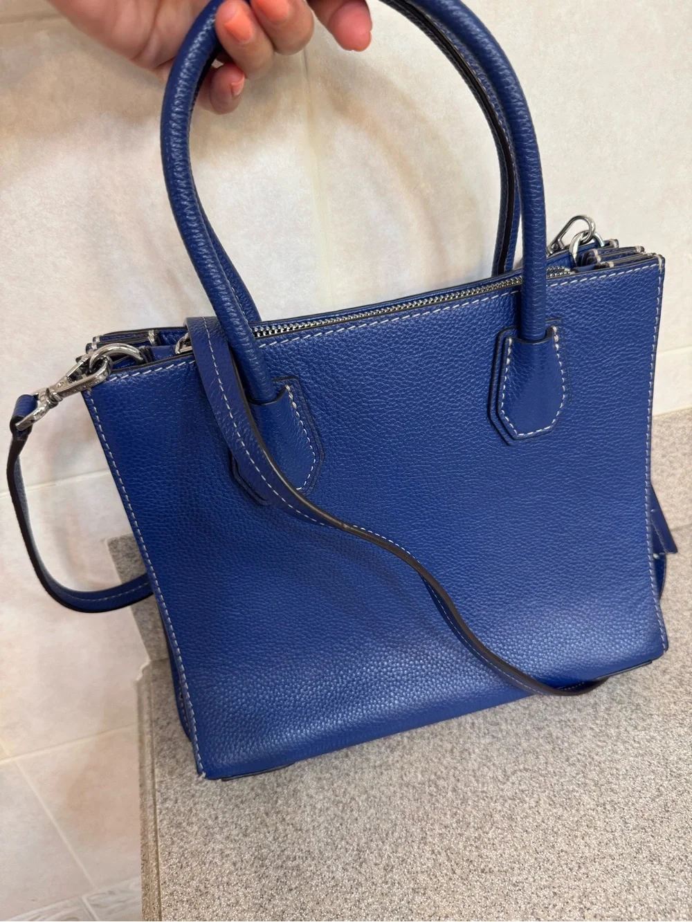 Michael Kors Blue and White Striped tote bag